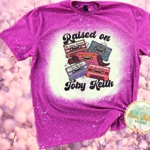 Women’s XL Raised On Toby Keith Bleached Tee